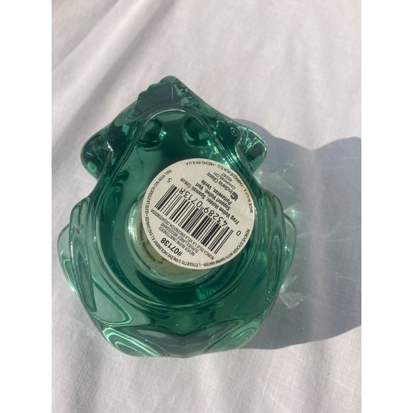 Indiana Glass Green Glass Frog Votive Candle / Paperweight #07138 Novelty Glass - Picture 4 of 10